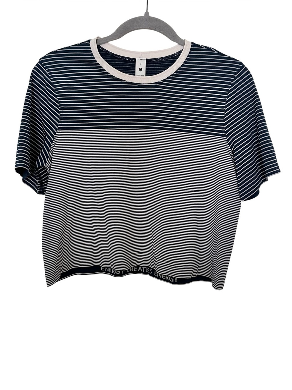 Lululemon Seamless Classic-Fit Mariner Stripe Cropped T-Shirt Size M - Picture 7 of 7